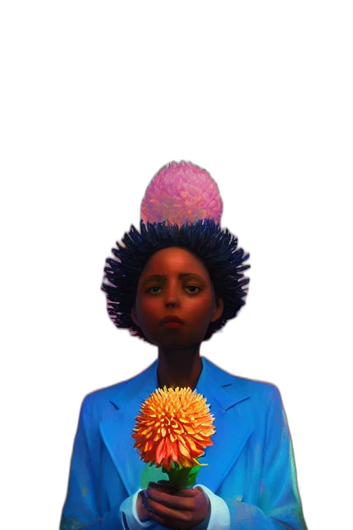 crown, hat, hair, staff, photorealistic, 3d render, concept art, vaporwave transparent PNG cut-out