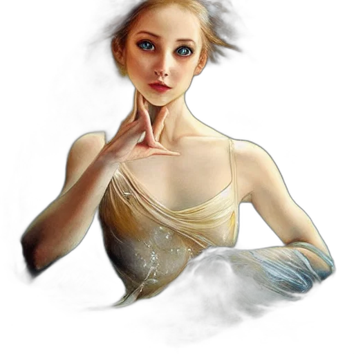 dress, jewelry, face, staff, fantasy art, photorealistic, concept art, oil painting transparent PNG cut-out
