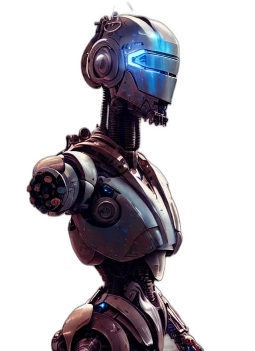 robot, staff, weapon, creature, concept art, cyberpunk, 3d render, pixel art transparent PNG cut-out