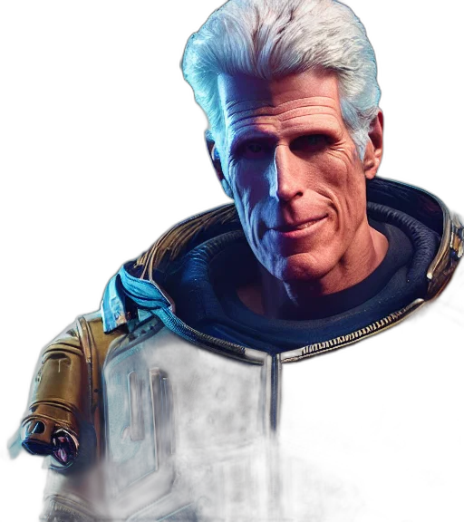 face, jacket, staff, weapon, concept art, cyberpunk, 3d render, pixel art transparent PNG cut-out