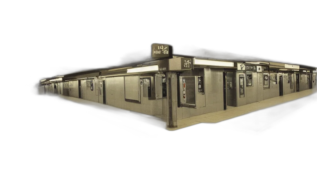 3d render, concept art, photorealistic, kodachrome, sample, photo, empty, subway transparent PNG cut-out