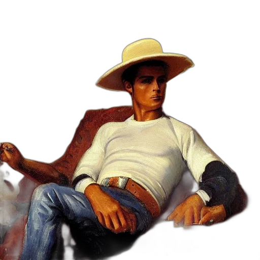 hat, jacket, photorealistic, oil painting transparent PNG cut-out