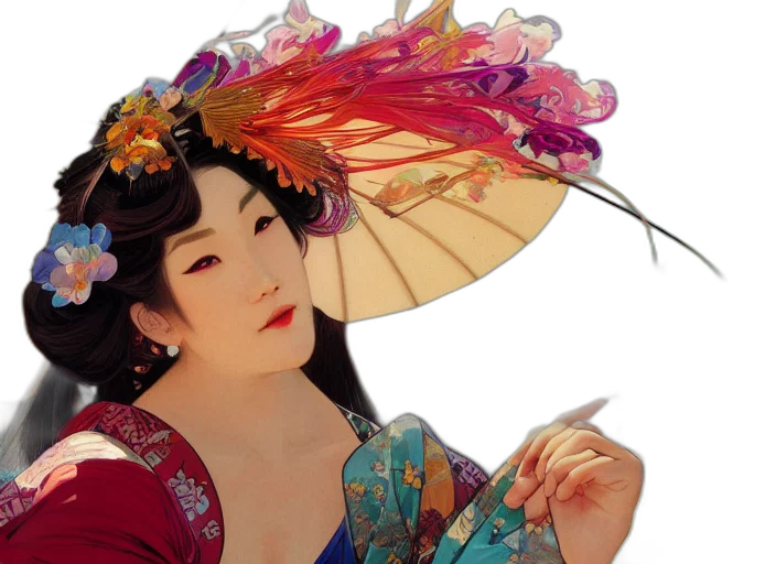 staff, umbrella, photorealistic, oil painting transparent PNG cut-out