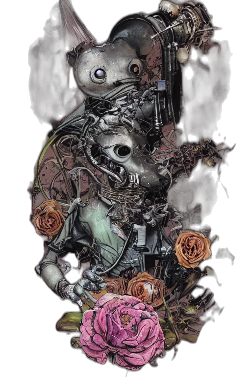 robot, creature, face, mask, concept art, fantasy art, comic book art, watercolor transparent PNG cut-out
