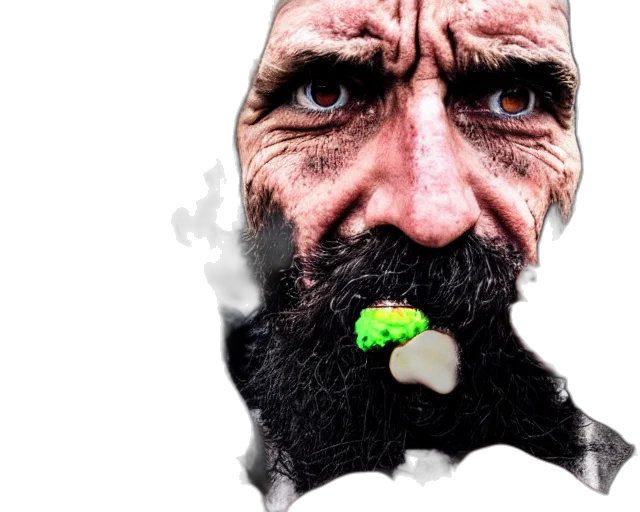 face, food, weapon, photorealistic, concept art, 3d render, watercolor, green transparent PNG cut-out