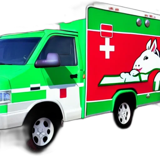 3d render, concept art, big, chungus, anthropomorphic, ambulance, shaped, like transparent PNG cut-out