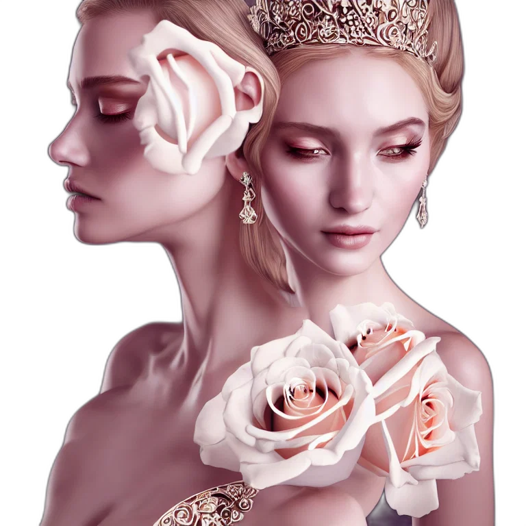crown, jewelry, mask, flower, photorealistic, fantasy art, concept art, 3d render transparent PNG cut-out