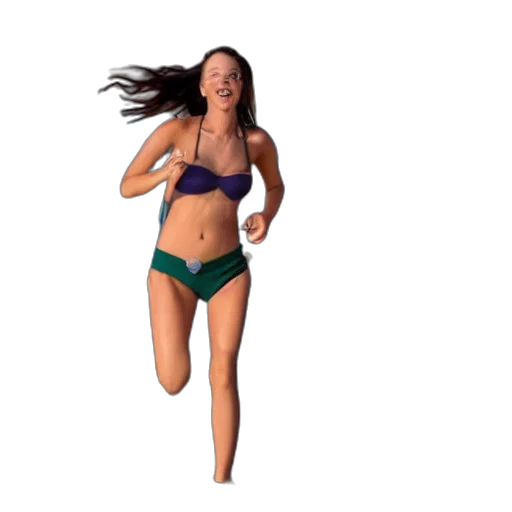 3d render, photorealistic, pixel art, concept art, girls, bikinis, running, into transparent PNG cut-out