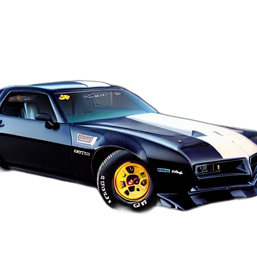 car, photorealistic, concept art, 3d render, black, pontiac, firebird, trans transparent PNG cut-out