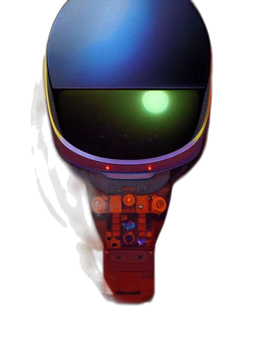 robot, jewelry, staff, mask, vaporwave, cyberpunk, concept art, 3d render transparent PNG cut-out