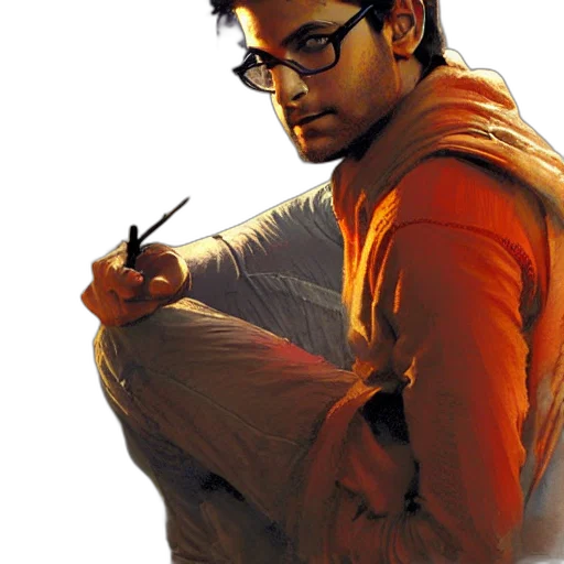 staff, jacket, weapon, comic book art transparent PNG cut-out