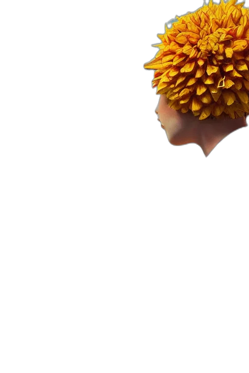 flower, crown, face, hat, 3d render, photorealistic, concept art, pixel art transparent PNG cut-out