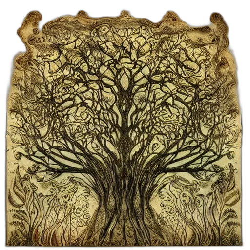 tree, crown, jewelry, fantasy art, forest, golden, earth tones, mystic transparent PNG cut-out