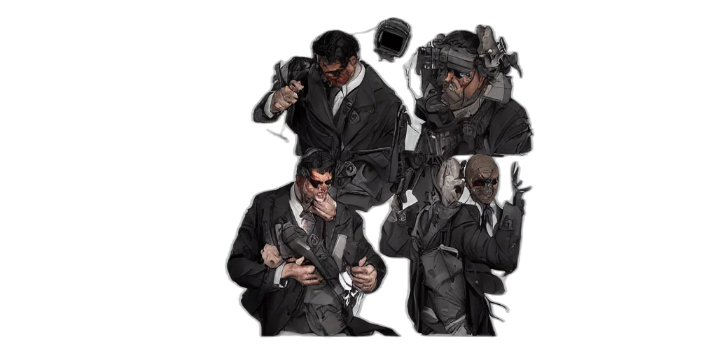 jacket, mask, weapon, staff transparent PNG cut-out