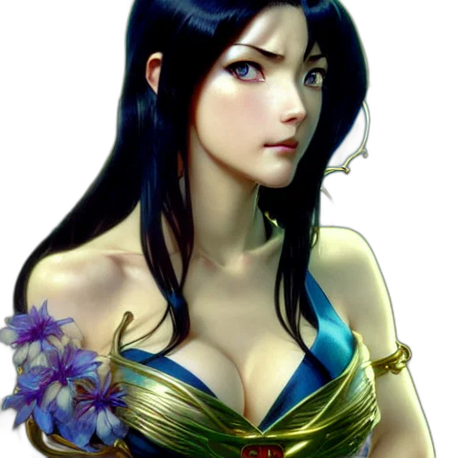 dress, jewelry, flower, fantasy art transparent PNG cut-out