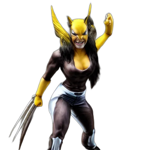 concept art, comic book art, fantasy art, 3d render, female, wolverine transparent PNG cut-out