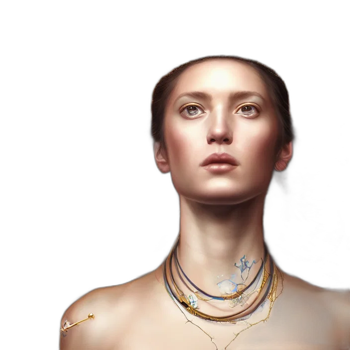 jewelry, crown, face, concept art, photorealistic, 3d render, fantasy art, earth tones transparent PNG cut-out