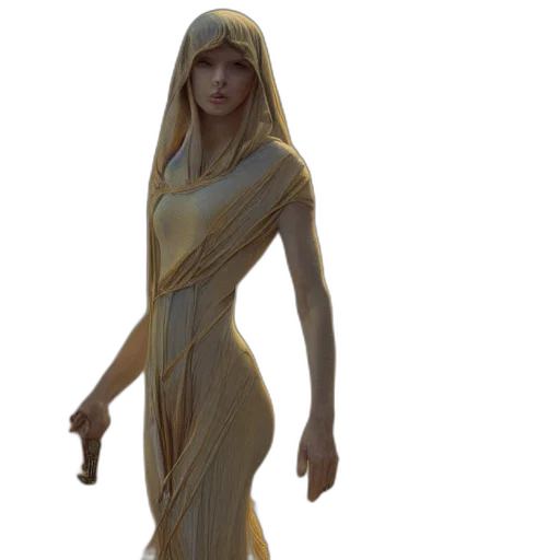 dress, concept art, fantasy art, 3d render, pixel art, golden, earth tones, woman transparent PNG cut-out