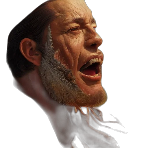 face, mask, hair, creature, photorealistic, concept art, 3d render, oil painting transparent PNG cut-out