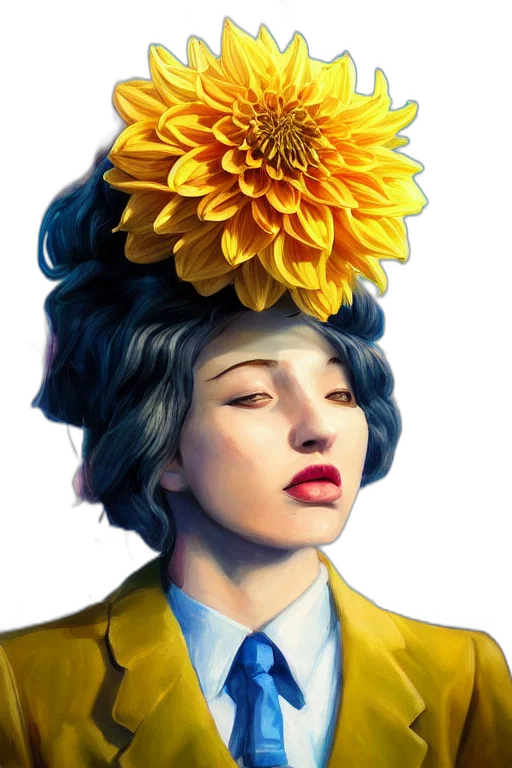 crown, face, flower, hat, photorealistic, concept art, fantasy art, oil painting transparent PNG cut-out