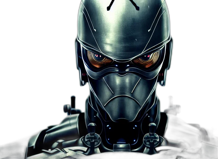 robot, mask, comic book art, concept art, cyberpunk, 3d render, film, portrait transparent PNG cut-out