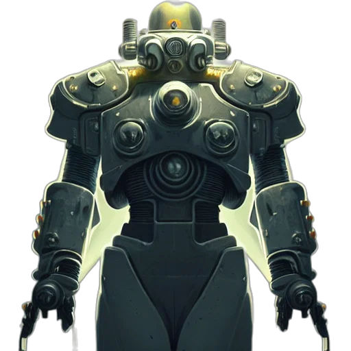 robot, weapon, staff, concept art, cyberpunk, 3d render, pixel art, golden transparent PNG cut-out