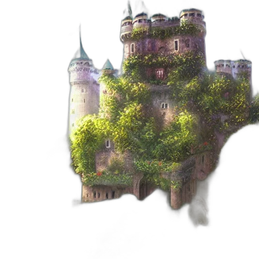 crown, building, concept art, fantasy art, 3d render, photorealistic, fog, forest transparent PNG cut-out