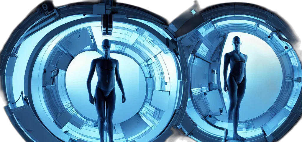 robot, cyberpunk, concept art, 3d render transparent PNG cut-out
