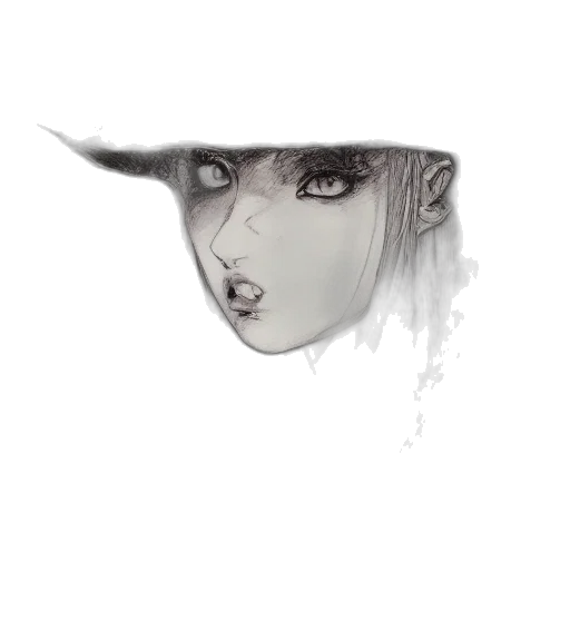 face, hat, mask, creature, concept art, fantasy art, watercolor, photorealistic transparent PNG cut-out