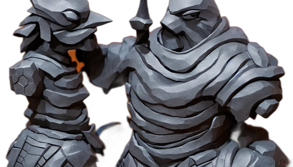 3d render, concept art, monochrome, granite, sculpture, kenku, cyber, samurai transparent PNG cut-out
