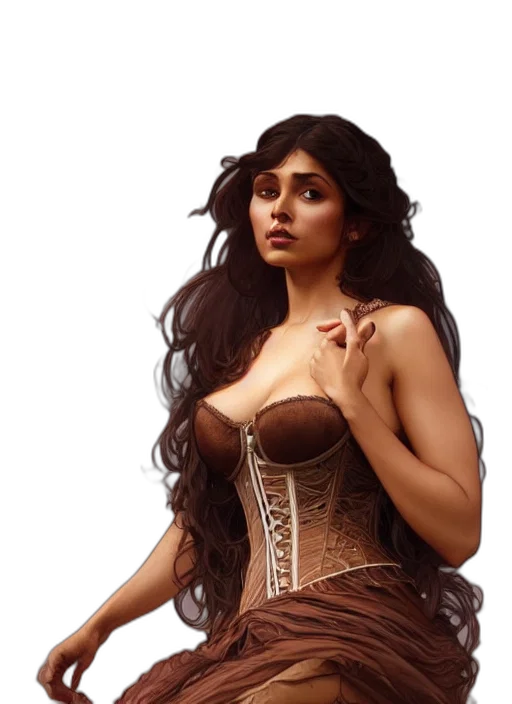 dress, fantasy art, photorealistic, concept art, 3d render, cute, brown, woman transparent PNG cut-out