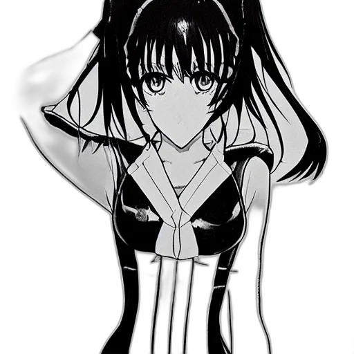 dress, jewelry, weapon, mask, anime, cartoon, cyberpunk, pencil sketch transparent PNG cut-out