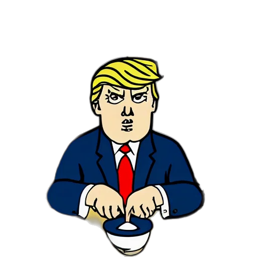 cartoon, pixel art, comic book art, concept art, close, portrait, donald, trump transparent PNG cut-out