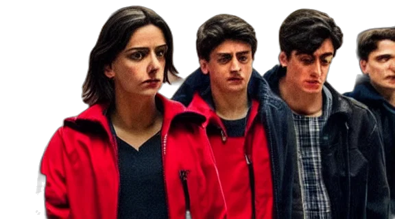 jacket, scene, money, heist transparent PNG cut-out
