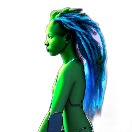 hair, concept art, cyberpunk, 3d render transparent PNG cut-out