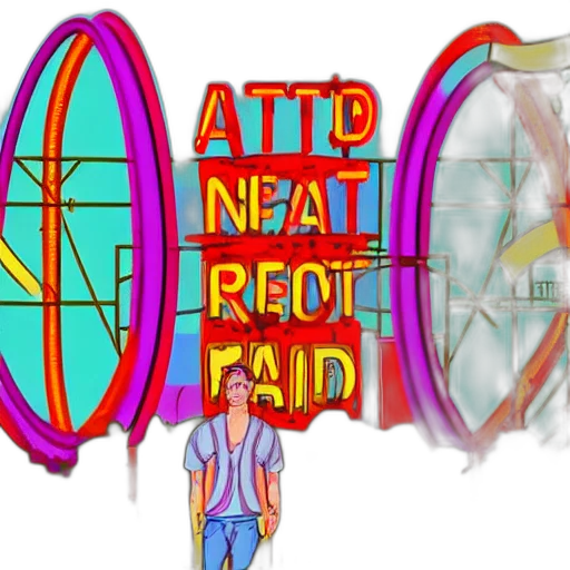 concept art, 3d render, vaporwave, cartoon, neon lights, neon, digital, illustration transparent PNG cut-out