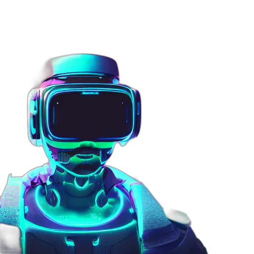 robot, mask, cyberpunk, 3d render transparent PNG cut-out
