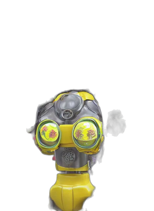 robot, mask, staff, weapon, concept art, watercolor, 3d render, fantasy art transparent PNG cut-out