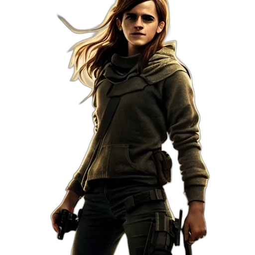 jacket, weapon, concept art, comic book art, photorealistic, fantasy art, golden, emma transparent PNG cut-out