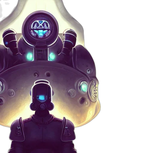 robot, mask, concept art, cyberpunk, pixel art, comic book art, outer space, neon lights transparent PNG cut-out