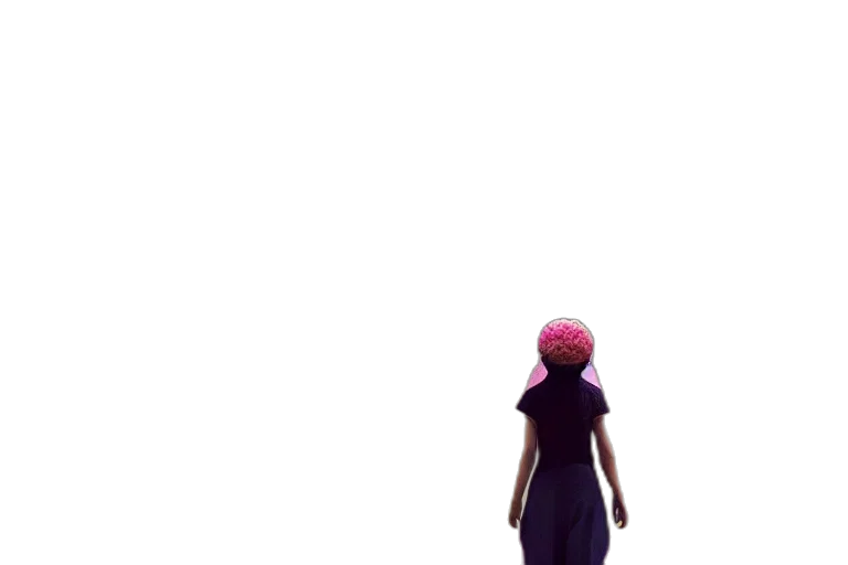 dress, hat, mask, umbrella, 3d render, pixel art, concept art, vaporwave transparent PNG cut-out