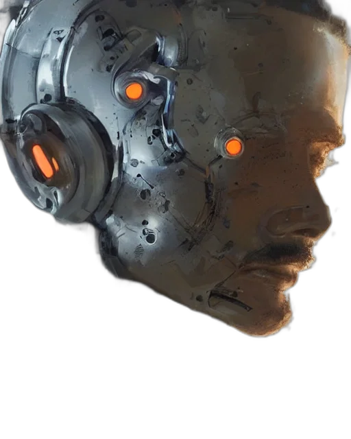 robot, face, mask, cyberpunk transparent PNG cut-out