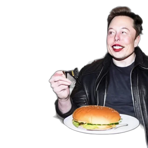 food, jacket, elon, musk, eating, burger, space, photo transparent PNG cut-out