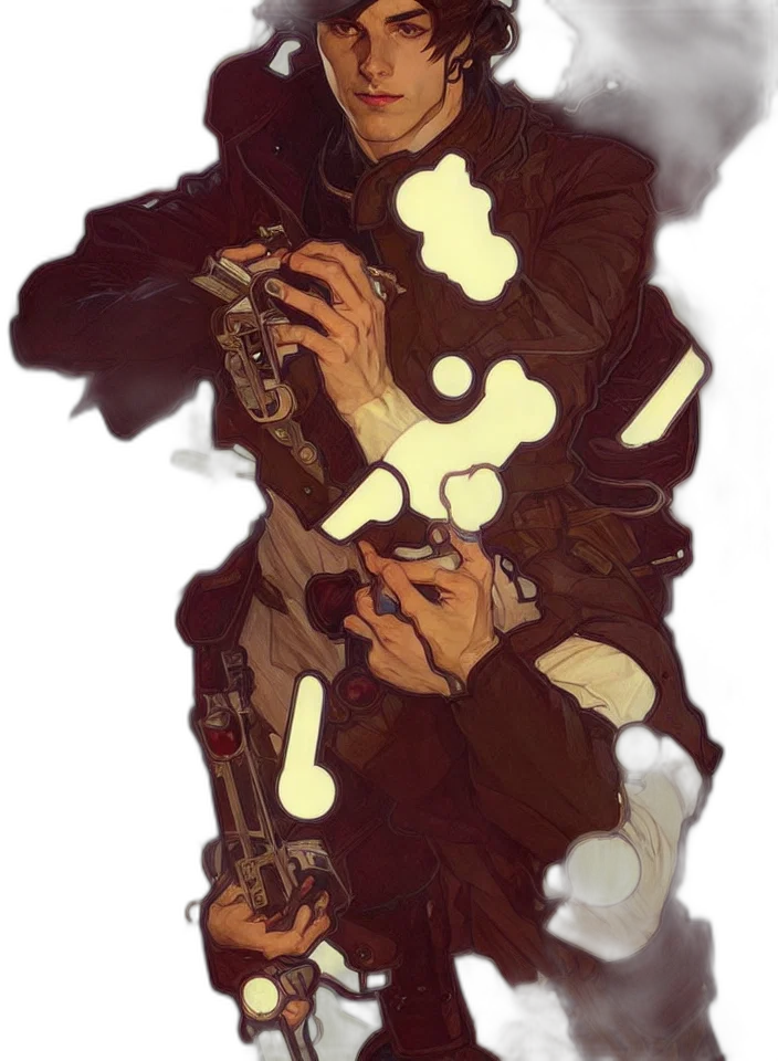 mask, jacket, staff, face, concept art, fantasy art, comic book art, pixel art transparent PNG cut-out
