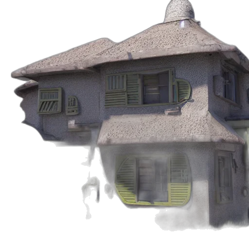 building, umbrella, mask, 3d render transparent PNG cut-out