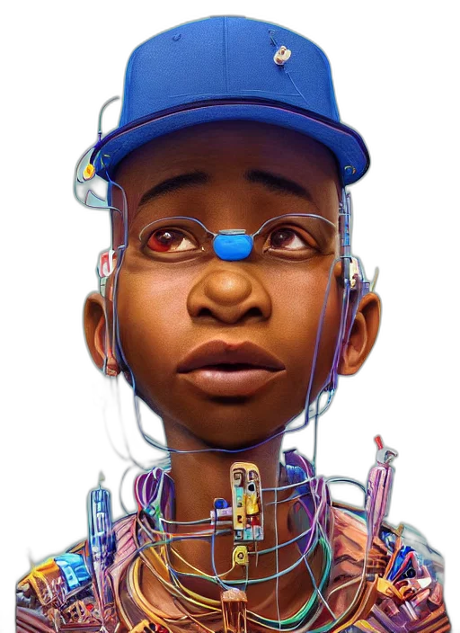 robot, face, cyberpunk, concept art, comic book art, 3d render, colourful, caricature transparent PNG cut-out