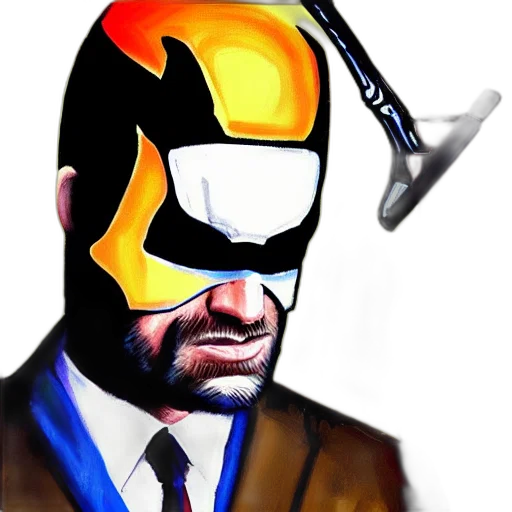 mask, robot, face, staff, comic book art, concept art, watercolor, cartoon transparent PNG cut-out