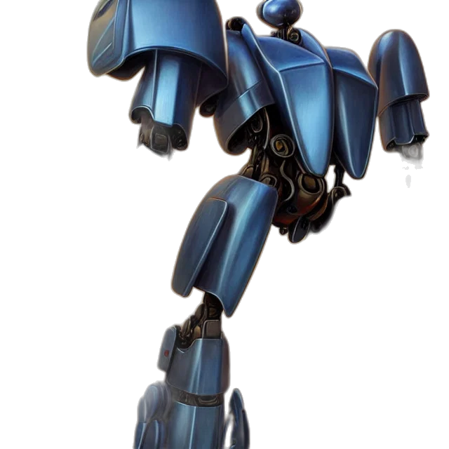 robot, weapon, staff, concept art, 3d render, pixel art, blue, battle transparent PNG cut-out