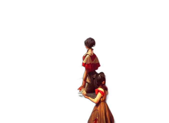 dress, staff, umbrella, crown, 3d render, concept art, photorealistic, pixel art transparent PNG cut-out