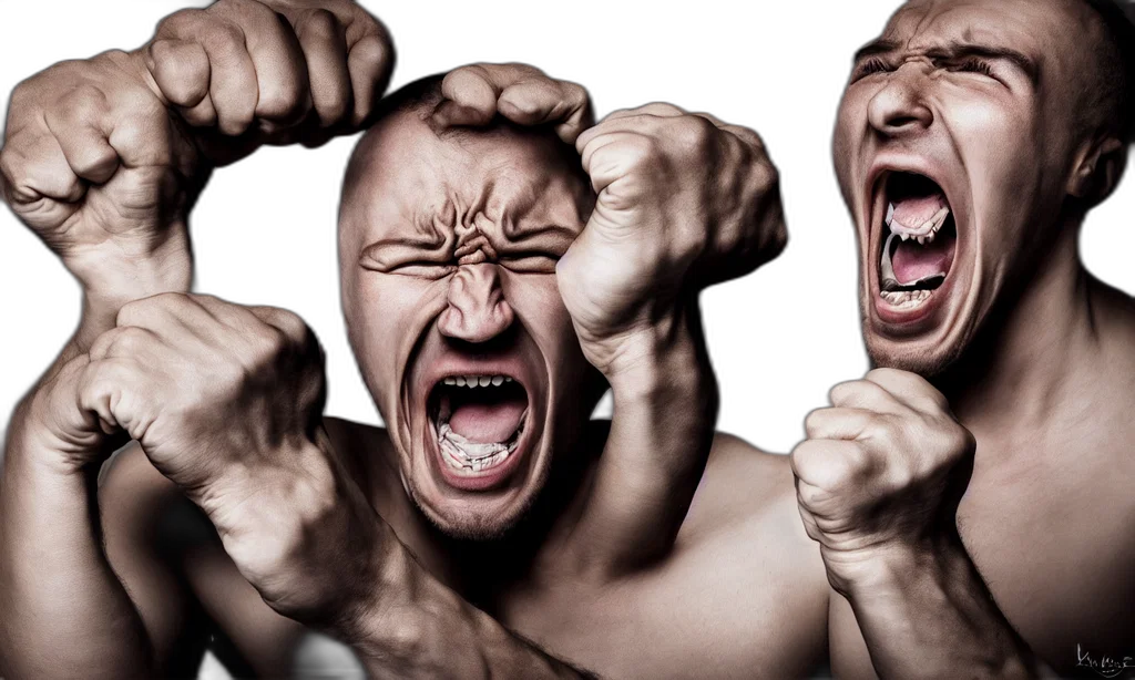 photorealistic, intense, moment, man, clenching, fists, screaming, celebration transparent PNG cut-out